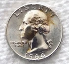 1964 D WASHINGTON QUARTER ~ BU UNC Mint State 90% SILVER 25c US Coin ~ TONED*