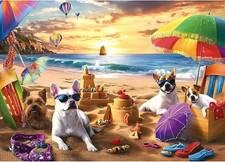 1000 Puzzles for Adults Dogs for Summer Beach 27.56x19.68 Inch Dog Party with
