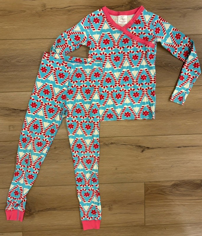 Hanna Andersson 140 US 10 Candy Cane Holiday Christmas Heart pajama Set