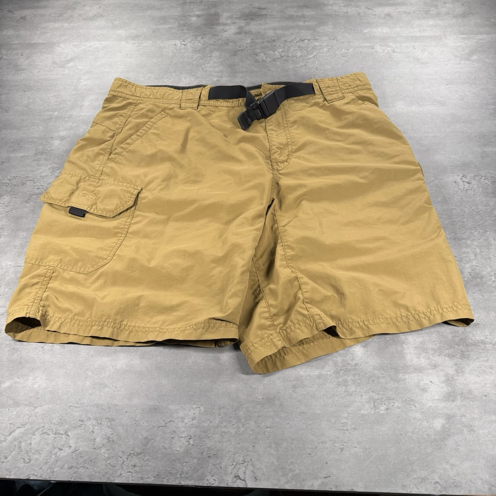 Eddie Bauer Travex Shorts Mens 38 Tan Brown Khaki Cargo Belted Gorpcore Hiking
