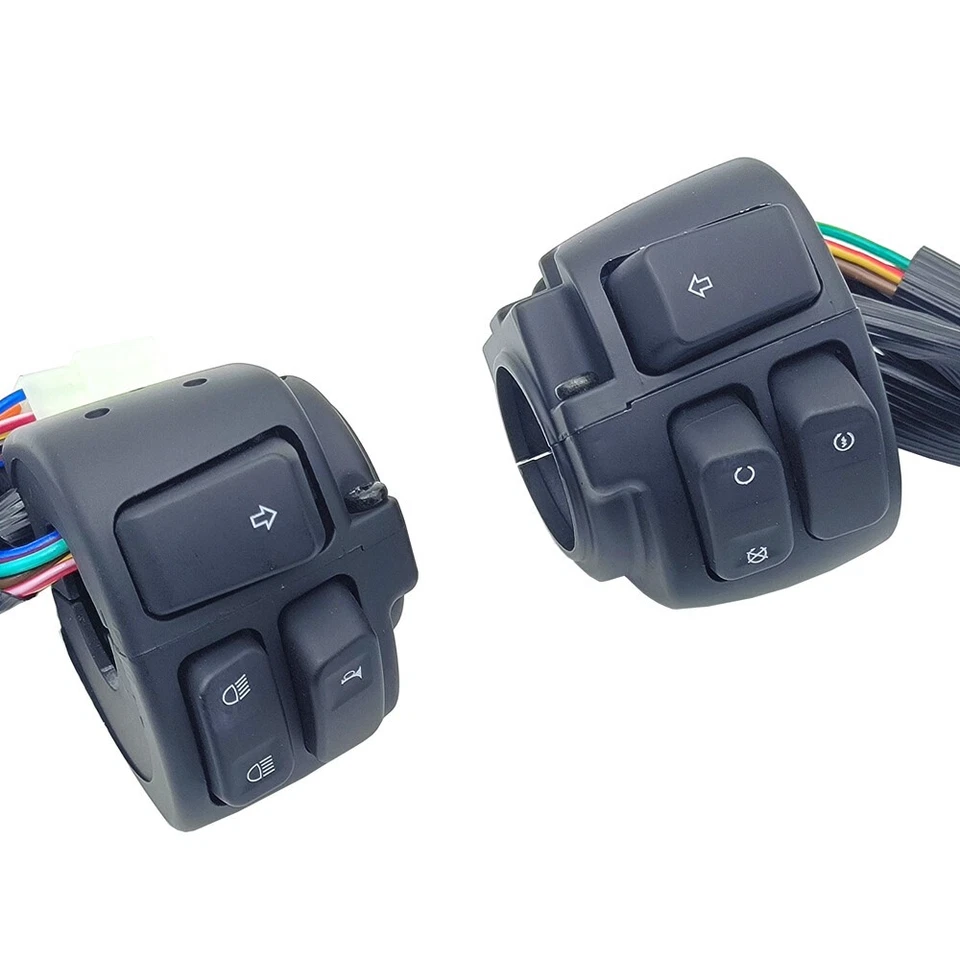 Interruptores de control de manillar negros de 1" + arnés de cableado para Harley Dyna Sportster EE. UU. Foto 4 de 4