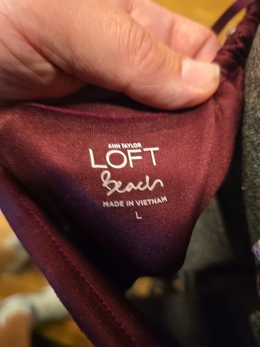 Ann Taylor Loft T Shirt Abito Donna Grande Marrone Disegno Borgogna Schiena Aperta - Foto 5 di 5