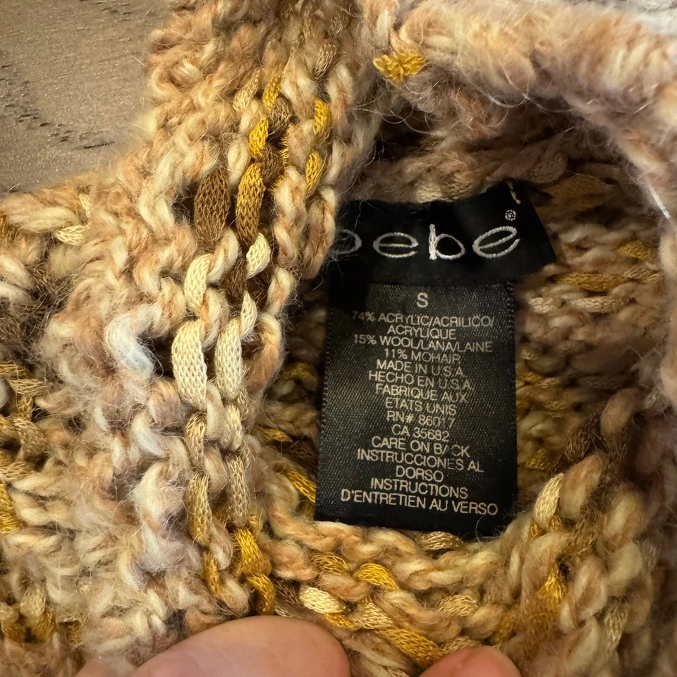 Vintage Bebe Mock Neck chunky knit Sweater Long Sleeve wool and mohair Small Y2K - Image 3 of 4