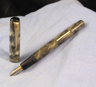 BURNHAM GREY FEATHER VINTAGE FOUNTAIN PEN CALLIGRAPHY LETTER WRITTING CRAFT