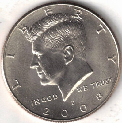 2008-D Brilliant Uncirculated Copper-Nickel Clad Copper Strike Half Dollar Coin!
