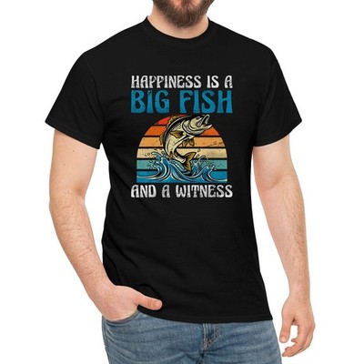 Happiness Is A Big Fish Fishing Angler Fisherman Fish Hunter T-Shirt