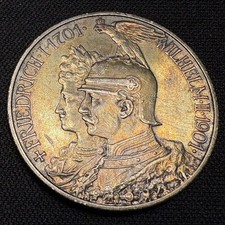 1901 Germany Prussia 2 Mark Silver Coin Wilhelm II Friedrich I Toned 1900s