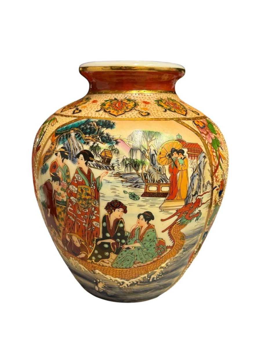 艺妓花瓶日本古董花瓶| eBay
