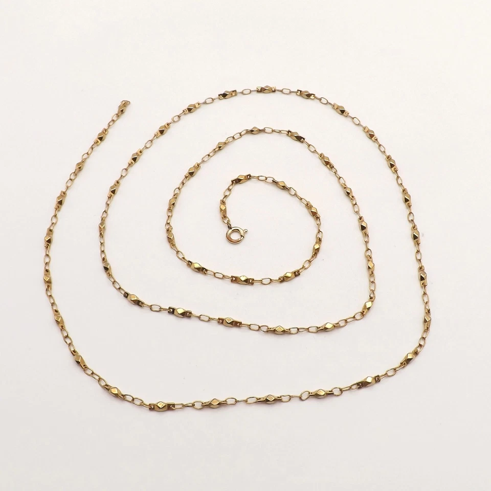 Collar de cadena colgante largo estación de eslabones de diamantes barra llena de oro de 12k 28 pulgadas Foto 2 de 4