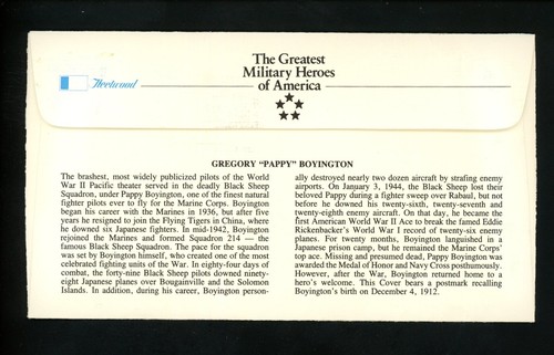 Commemorative Cover US Military Heroes "Pappy" Boyington Coeur d’Alene ID 1984 - Picture 2 of 2