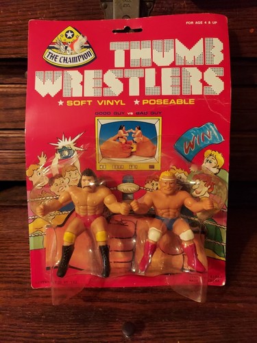 Vtg 1980s Thumb Wrestlers Hulk Hogan & Rick Rude Soft Vinyl WWF TPI #61983 NIP