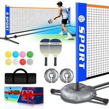10FT Portable Pickleball Net Set with Paddles, Water Bags, Carry Bag Included