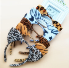 Fashion Women Girl Plush Leopard Cat Ear Headband Hair Band Cosplay Party Prop