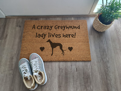 Custom Door Mat A Crazy Greyhound Lady Lives Here Coir Doormat