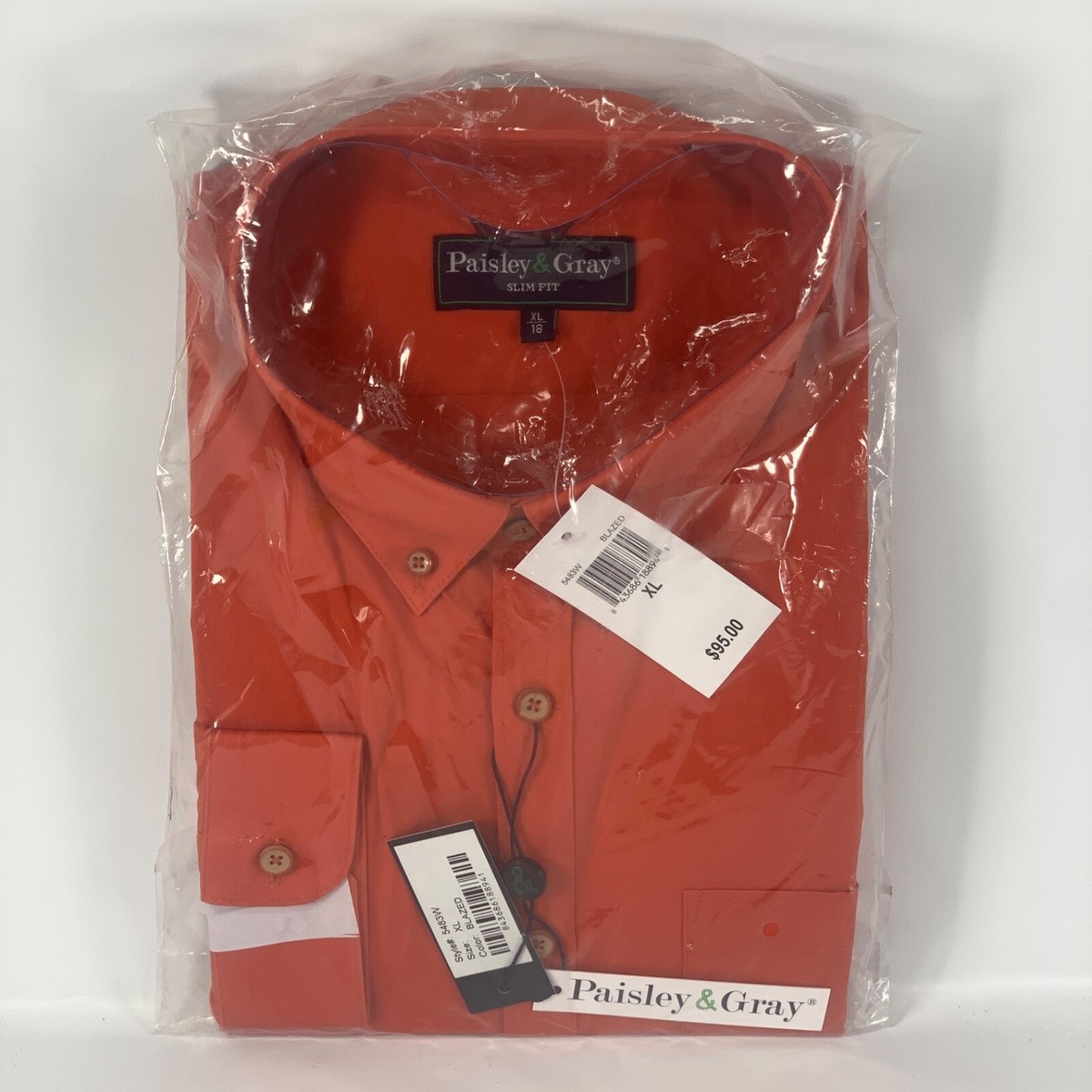 Paisley Gray Men's XL 18 Shirt Long Slv Slim Blazed Button Up NEW NWT  MSRP $95