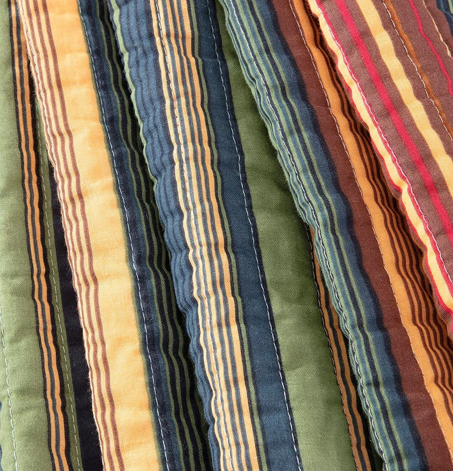 Avery Pre-Washed 100% Cotton Quilt Set Multi-Color Striped Daybed Coverlet Set - Image 4 of 4