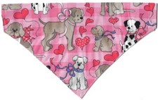 Medium Dog--Scarf/ Bandana/ Valentine's Day/ Dogs on pink print