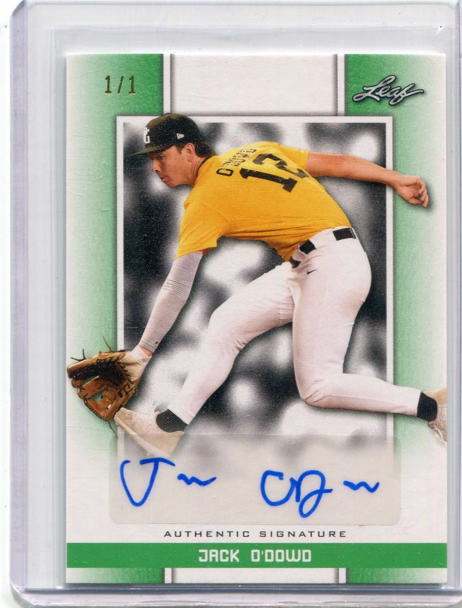 2019 Leaf Perfect Game Showcase Blank Back Green Jack O'Dowd Auto 1/1