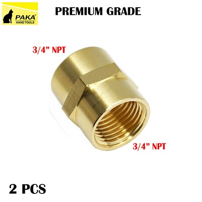 2 PCS 3/4'' NPT Thread Female Hex Union Brass Coupling Fitting