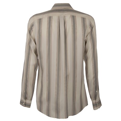 DOLCE & GABBANA Striped Silk Shirt MARTINI Beige White 39 15.5 S