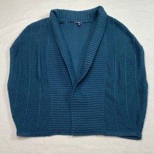 Gap Teal Ribbed Cardigan sz XS Shawl Collar Open Front Stretch Knit Minimalist