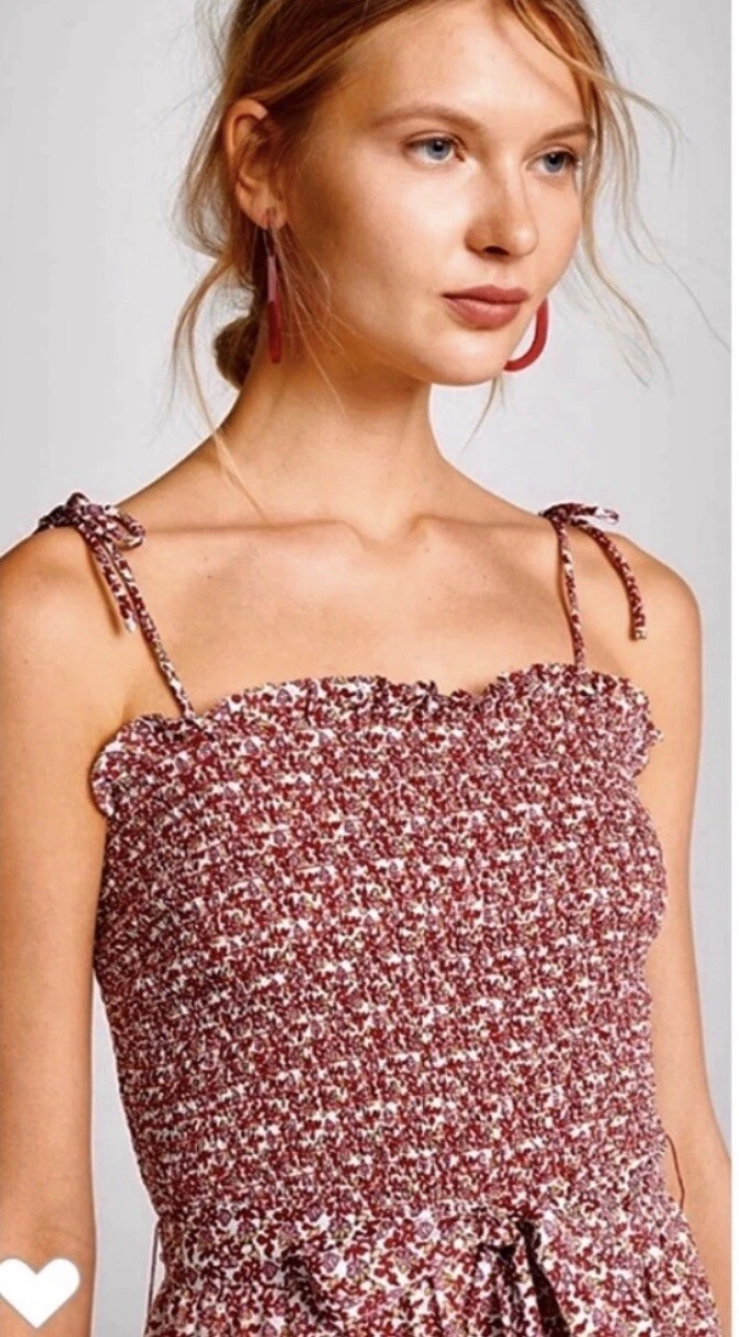 Abito a strati Tory Burch Wild Pansy con volant. Taglia S. Nuovo con etichetta. Vendita al dettaglio $358