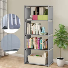 Bookshelf, 4 Tier Industrial Rustic Wood Bookcase,Shelving Unit Storage Shelves