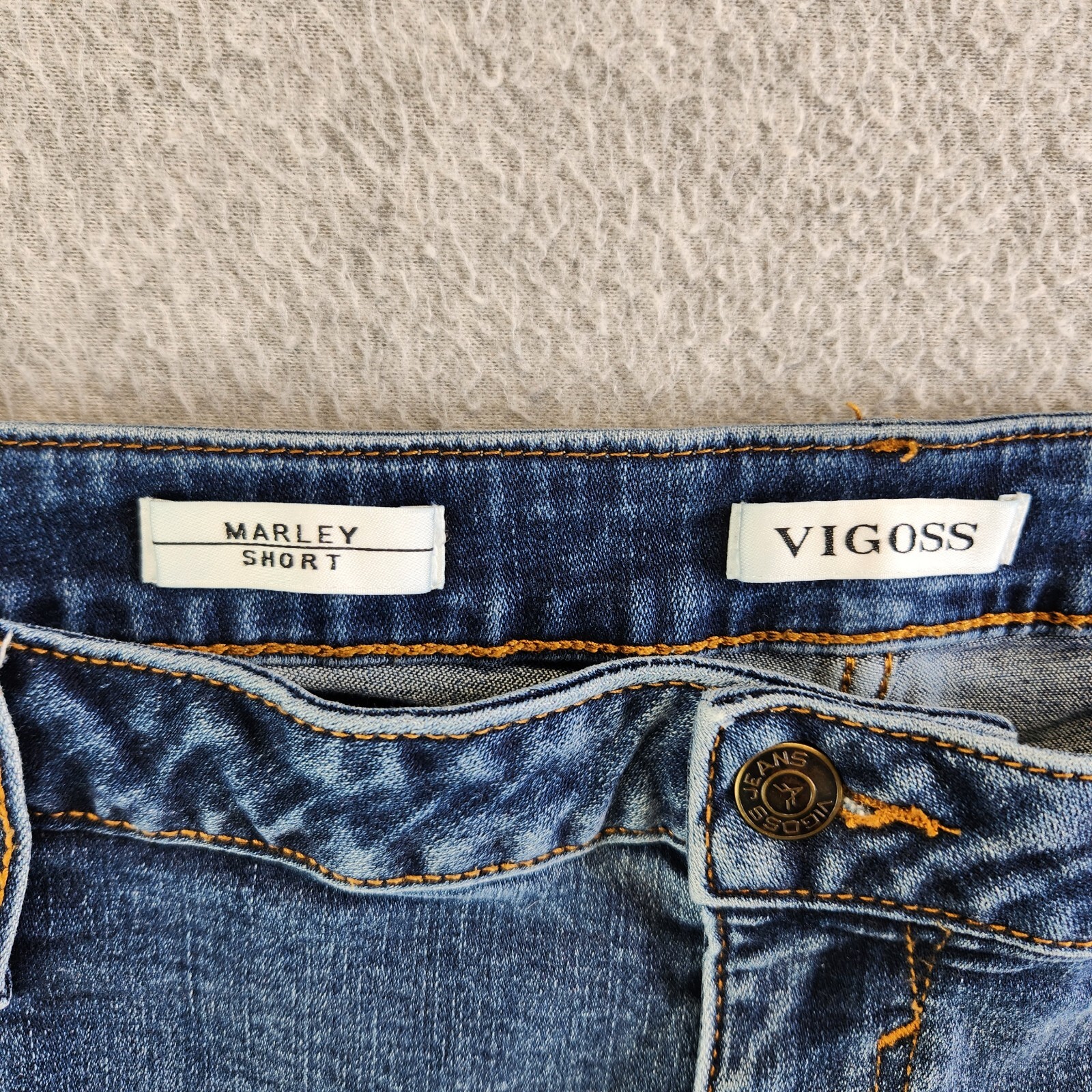 Vigoss Shorts Womens 24 Blue Cut Off Cuffed High Rise Marley Jean Whiskered