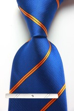Classic Striped Blue Orange JACQUARD WOVEN 100 Silk Men's Necktie Tie