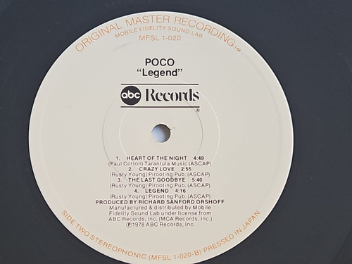 POCO Legend MOBILE FIDELITY MFSL 1-020 MOFI 1979LP Black translucent Shrink VG+ - Picture 5 of 7