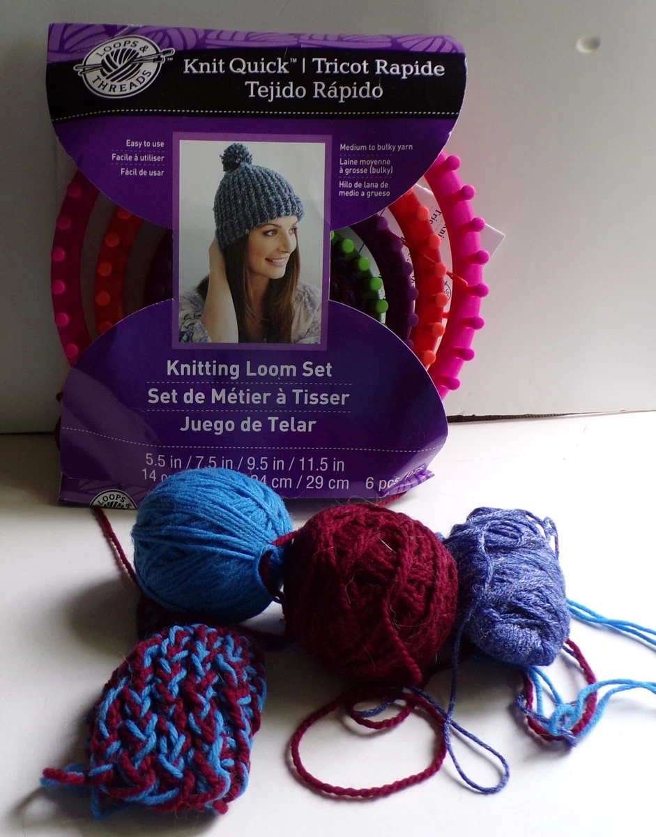 Loops & Threads Knit Quick Knitting Loom Set New 4 Looms