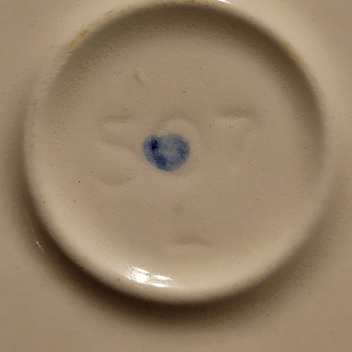 Los Angeles Pottery Blue Stipple White Duck Bowl Vtg Blue Dot Mark On The Bottom - Picture 5 of 9