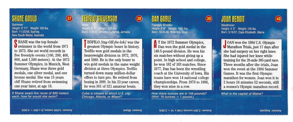 1996 Sports Illustrated for Kids Olympic Hall of Fame Gable, Stevenson & 2 More - Image 2 of 2