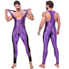 AMORESY Men's Tracksuits Jumpsuits Shiny Cycling Sports Tights Overalls Suits