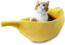 Cute Banana Cat Bed House Medium Size, Christmas Pet Bed Soft Cat Cuddle Bed, Lo