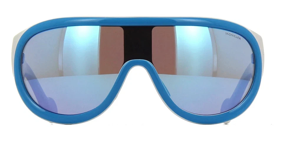 Moncler ML0106 84X Blanco y Azul Lente Espejo Plástico Envolvente Protector Gafas de Sol 0106 Foto 3 de 3