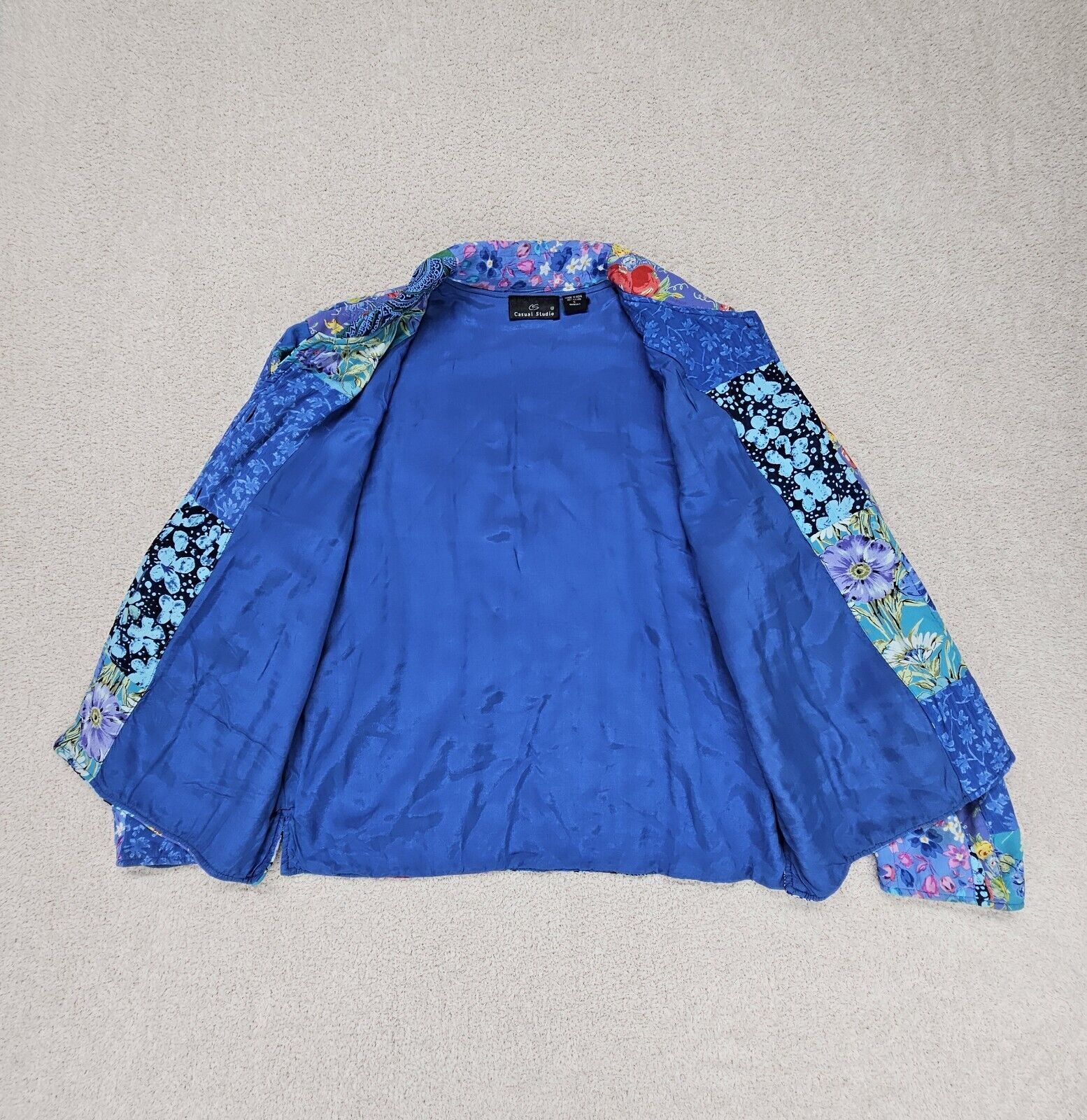 Casual Studio Patchwork Jacket Colorful Blue Peri… - image 5