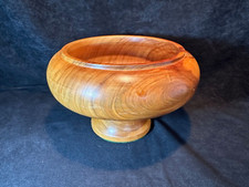Handcrafted Turned Solid Wood Pedestal Bowl 8"
