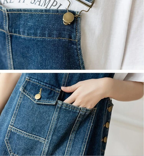 Damen Freizeit Jeansrock Overall Kleid Schürze Straps Latzkleid Geschenk- - Bild 9 von 18