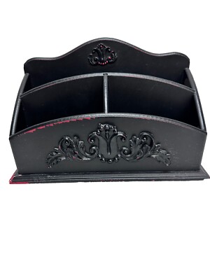 Black Wood Organizer stand Tres Chic home office solutions Red Distressed