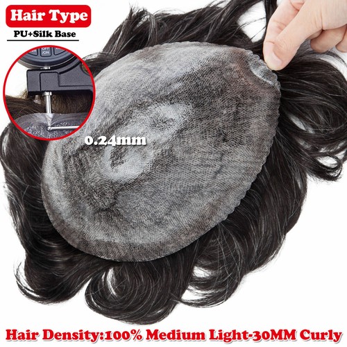 Thin 100% Human Hair Men Toupee Forehead Topper Hairpiece Wig Replacement System - Picture 35 of 51