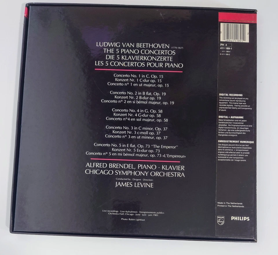 Beethoven 5 Piano Concertos Brendel NM 4LP Box Set 411 189-1 Vinyl Records - Image 3 of 4