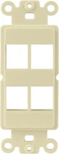 Monoprice Ivory Double Gang Plate + 2- 4 Port Keystone Inserts - OPEN BOX ITEM