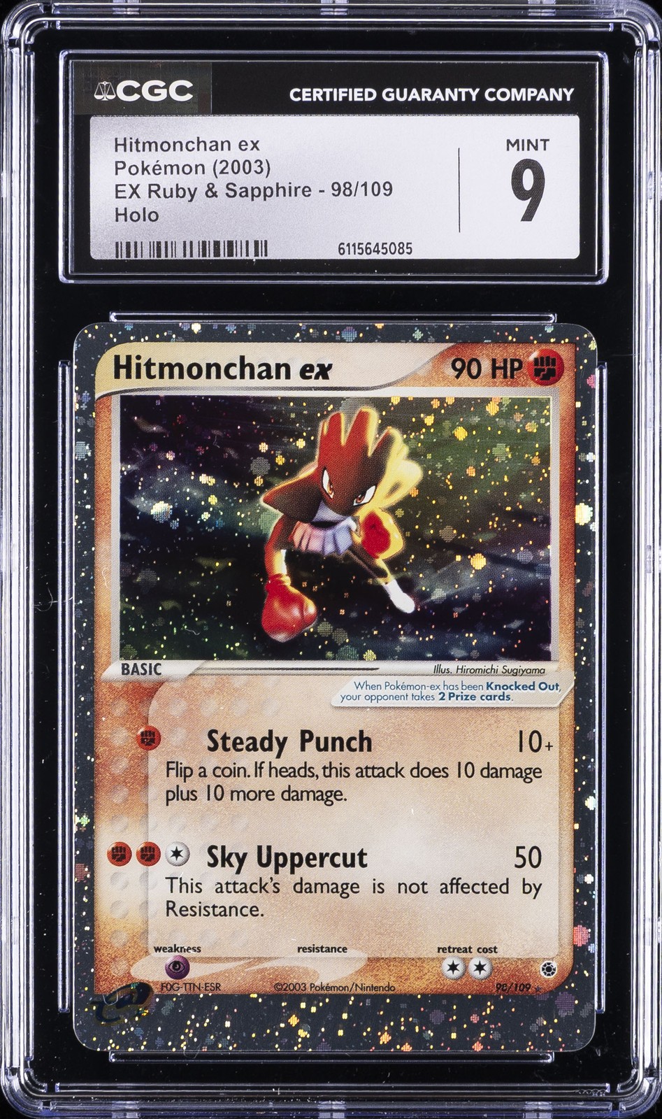2003 POKEMON EX RUBY & SAPPHIRE HOLO #98 HITMONCHAN EX CGC 9
