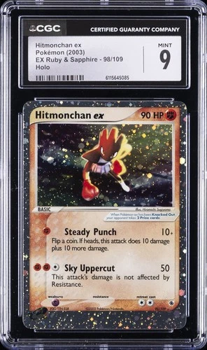 2003 POKEMON EX RUBY & SAPPHIRE HOLO #98 HITMONCHAN EX CGC 9