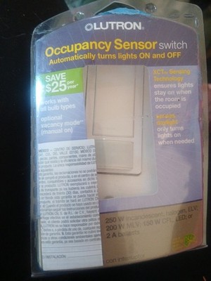 NEW Lutron Single-Pole Motion Sensor White MS-OPS2H Light Switch 180^ view