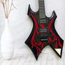 Chitarra elettrica BC Rich Warlock Style - Black Red Flames Floyd Rose Tremolo