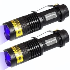 UV 365nm Light Flashlight 2 Packs Wood's lamp Blacklight LED Portable Mini Ha...