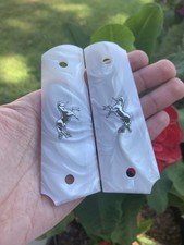 1911 Grips Full Size,Bonded Ivory,White Pearl,Black Pearl,Silver/Gold Horse Colt
