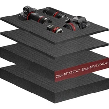 4Pcs Polyurethane Foam Inserts -2 Size 16 x 12 x 0.4 Inch & 16 x 12 x 2 Inch